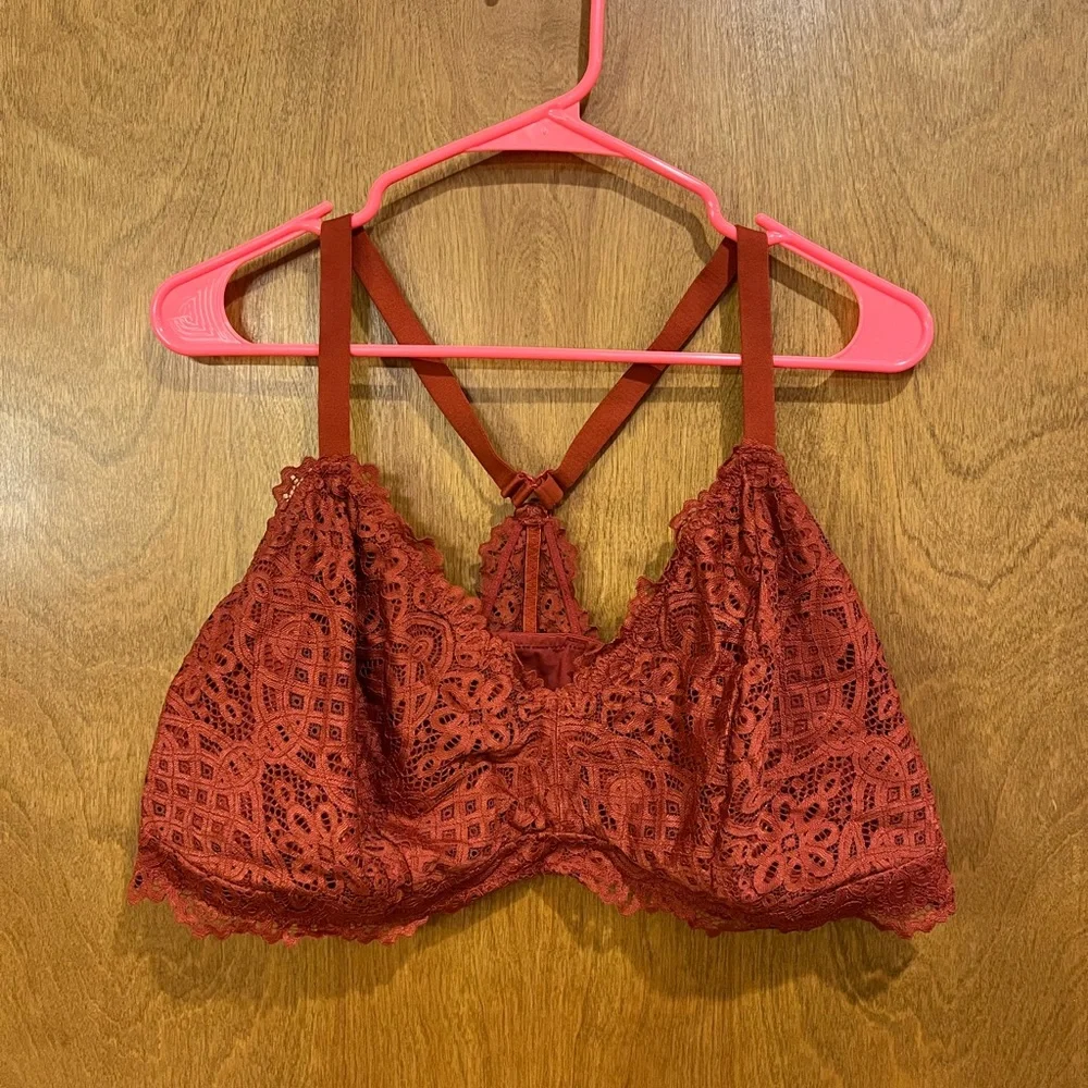 AUDEN burnt orange floral lace racerback bralette - Picture 1 of 4